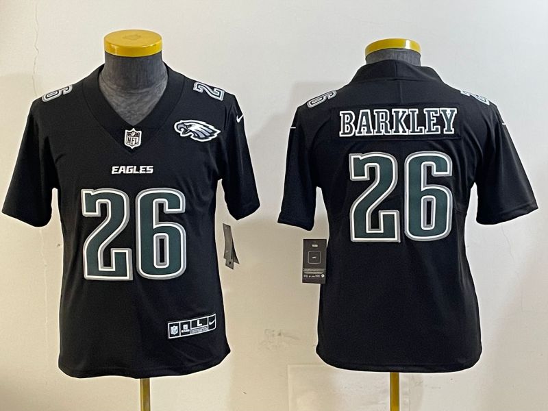 Youth Philadelphia Eagles 26 Barkley Black Fashion 2025 Nike Limited NFL Jersey style 5